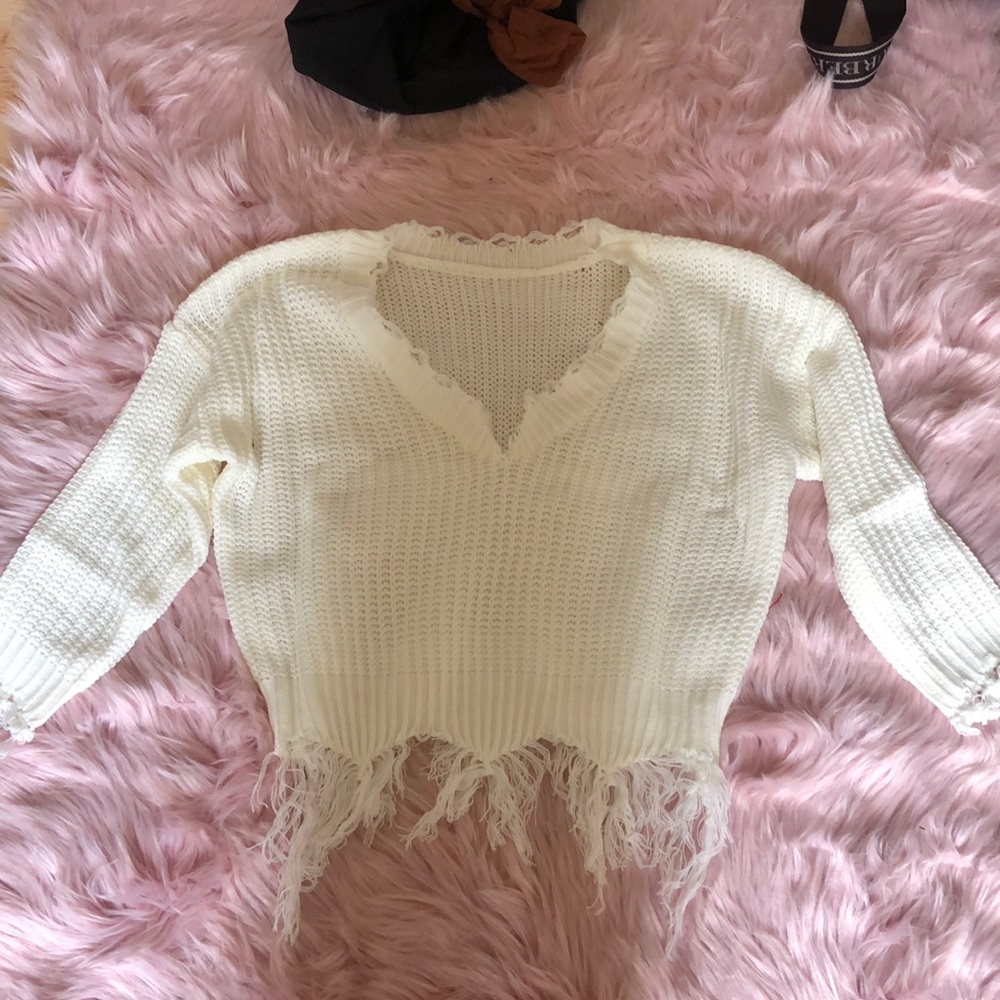 White Cropped Sweater